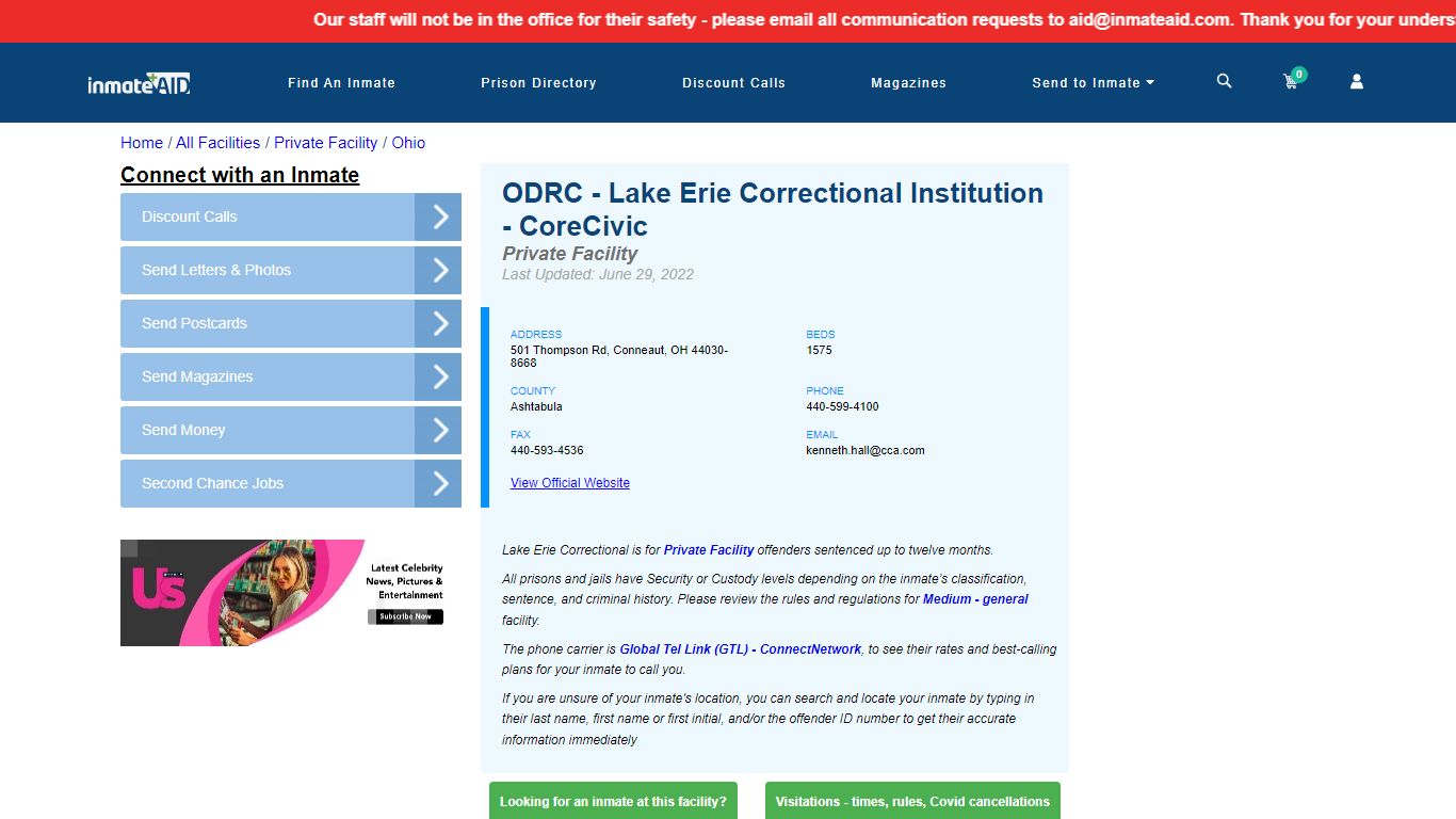 ODRC - Lake Erie Correctional Institution - CoreCivic ...